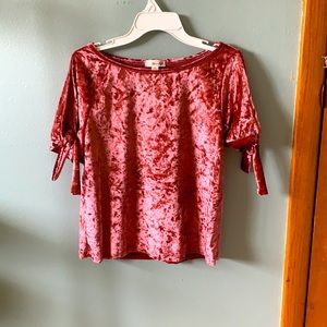 Pink imitation velvet blouse